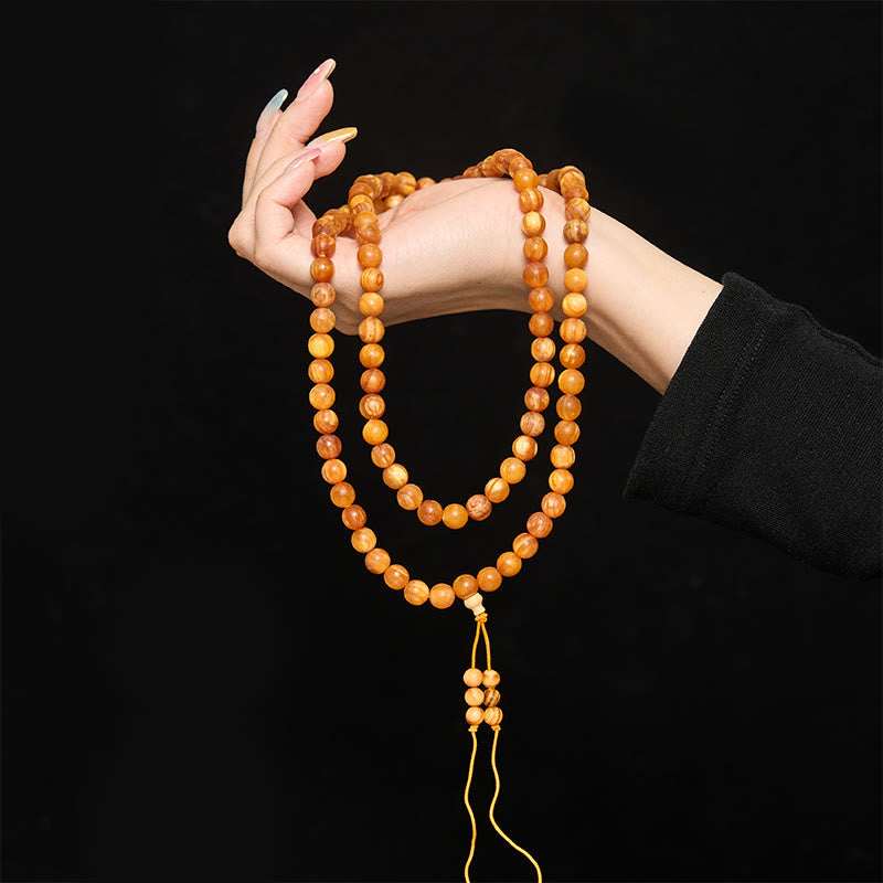 Buddha Stones Mala aus 108 harzreichen Kiefernholzperlen für beruhigende Energie - image 5