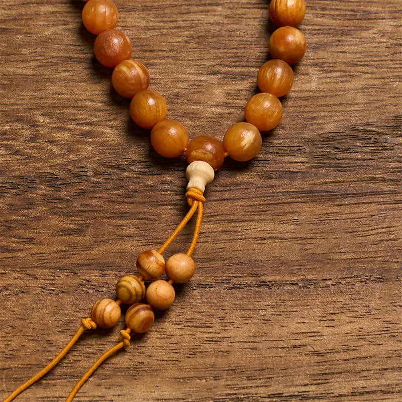 Buddha Stones Mala aus 108 harzreichen Kiefernholzperlen für beruhigende Energie - image 3