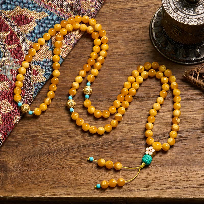 Buddha Stones 108 Perlen tibetischer Bernstein Om Mani Padme Hum Mala - image 2