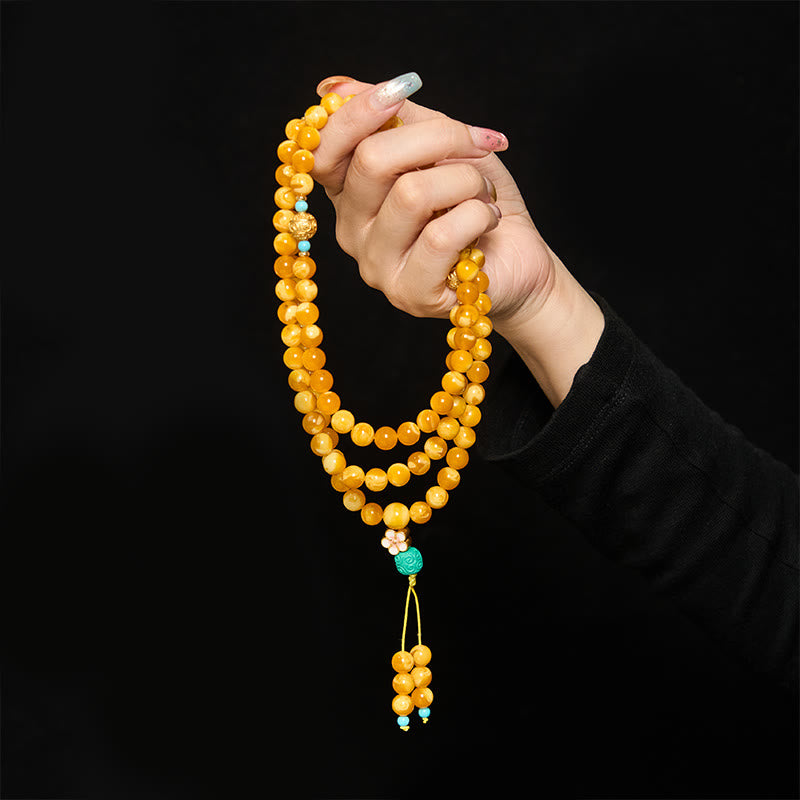 Buddha Stones 108 Perlen tibetischer Bernstein Om Mani Padme Hum Mala - image 3