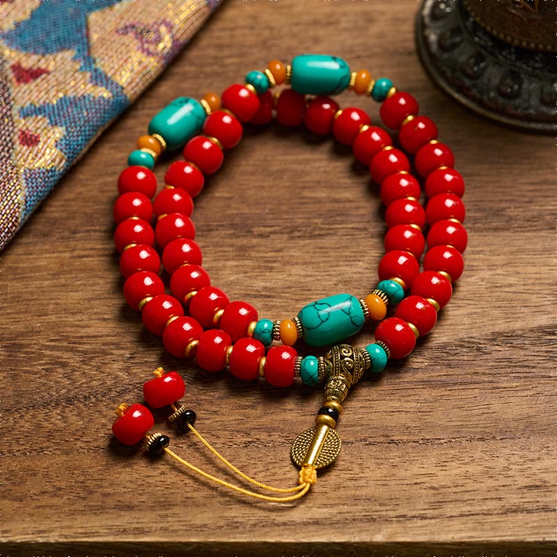 Buddha Stones Armband aus tibetischem rotem Achat und Türkis – ein Symbol des Selbstvertrauens - image 1