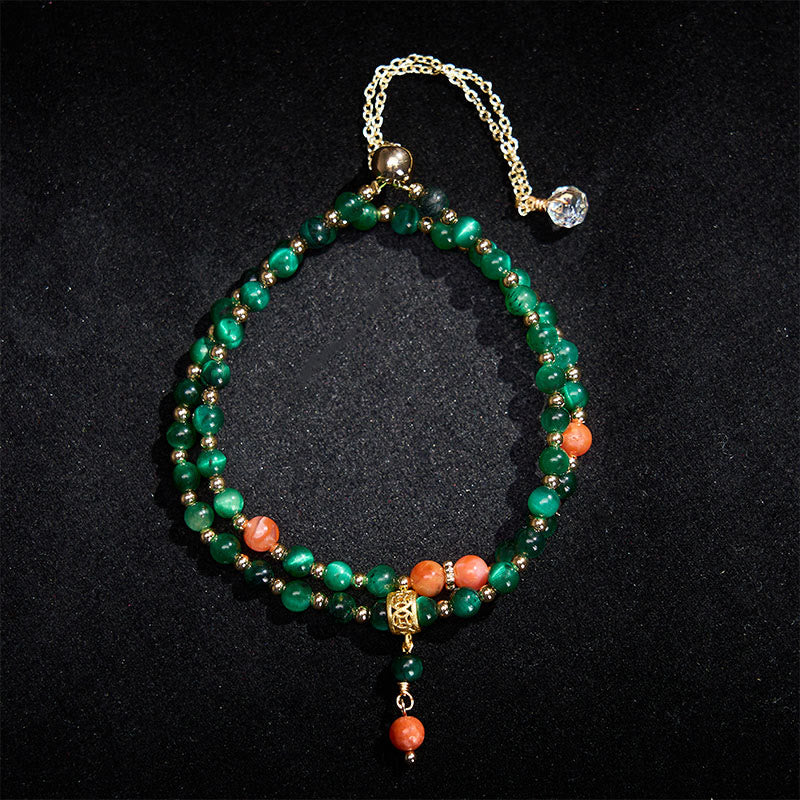 Buddha Stones Natürliches grünes Tigerauge-Armband mit doppelter Wicklung - image 2
