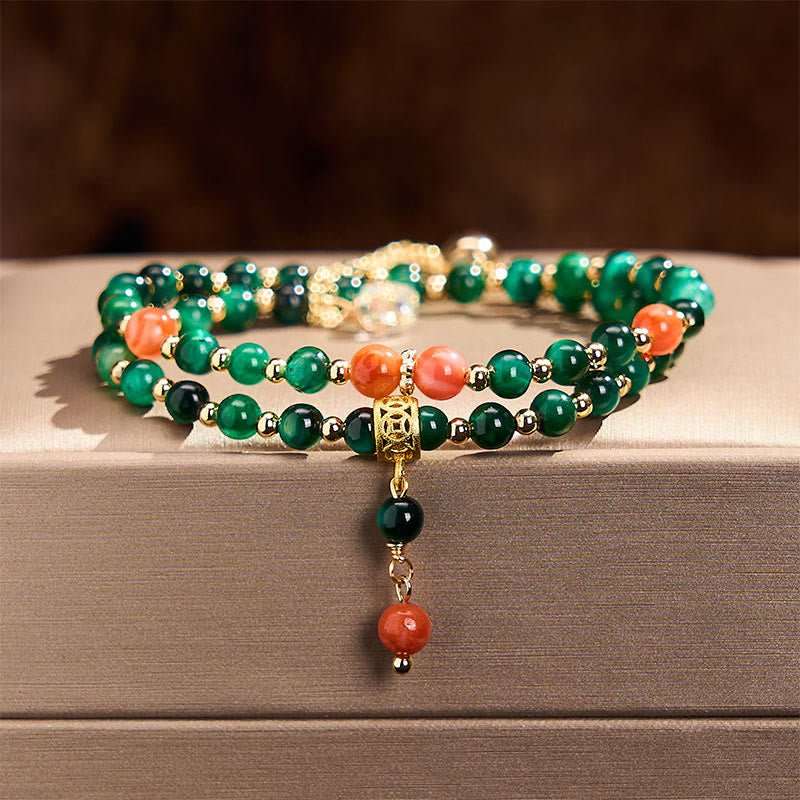 Buddha Stones Natürliches grünes Tigerauge-Armband mit doppelter Wicklung - image 1