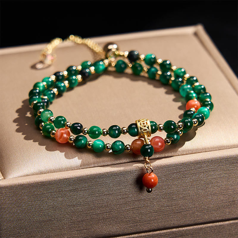 Buddha Stones Natürliches grünes Tigerauge-Armband mit doppelter Wicklung - Grünes Tigerauge (Handgelenkumfang: 14–15 cm) - image 0