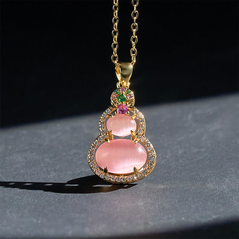 Buddha Stones Halskettenanhänger aus rosa Chalcedon-Kürbis mit Optimismus-Motiv - image 7