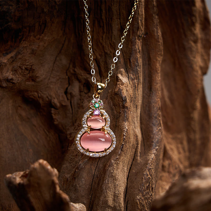 Buddha Stones Halskettenanhänger aus rosa Chalcedon-Kürbis mit Optimismus-Motiv - image 8
