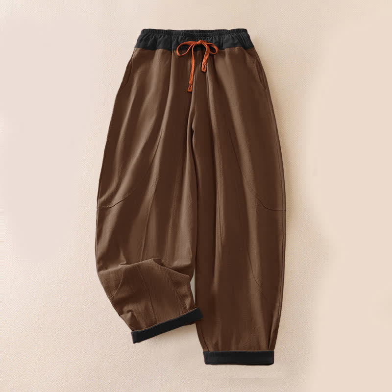 Buddha Stones Lässige, frühlingshafte Haremshose aus einfarbiger Baumwolle mit Kordelzug und Taschen für Damen - Sattelbraun - US16, UK/AU20, EU48 (3XL) - image 12