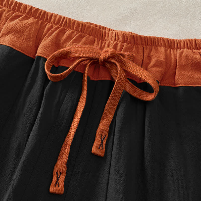 Buddha Stones Lässige, frühlingshafte Haremshose aus einfarbiger Baumwolle mit Kordelzug und Taschen für Damen - image 7