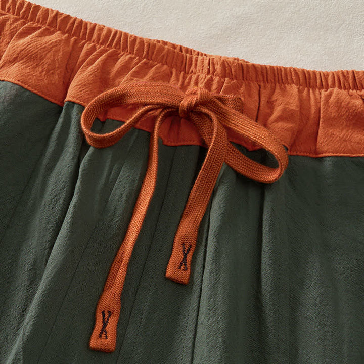 Buddha Stones Lässige, frühlingshafte Haremshose aus einfarbiger Baumwolle mit Kordelzug und Taschen für Damen - image 1