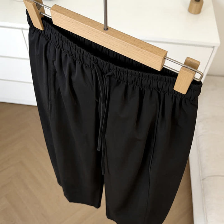 Buddha Stones Minimalistische, einfarbige Damen-Sommerhose mit weitem Bein, Kordelzug und Taschen - image 7