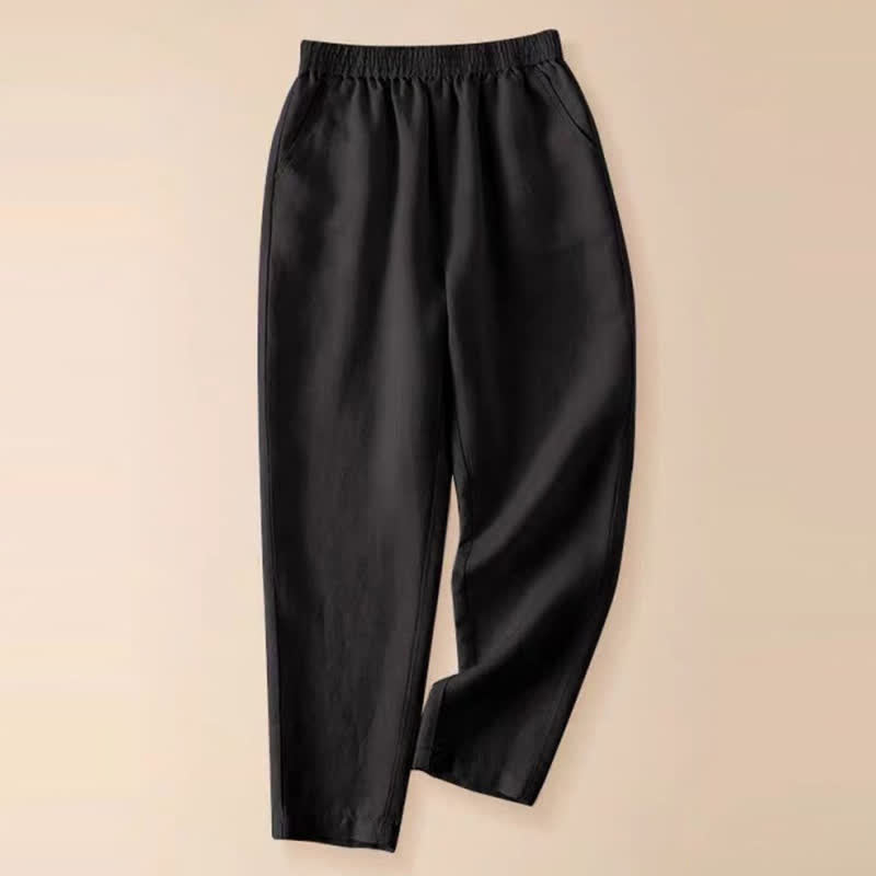 Buddha Stones Lässige, einfarbige Damen-Hose mit schmal zulaufendem Bein und Taschen für den Sommer - Schwarz - US8-10, UK/AU12-14, EU40-42 (2XL) - image 27