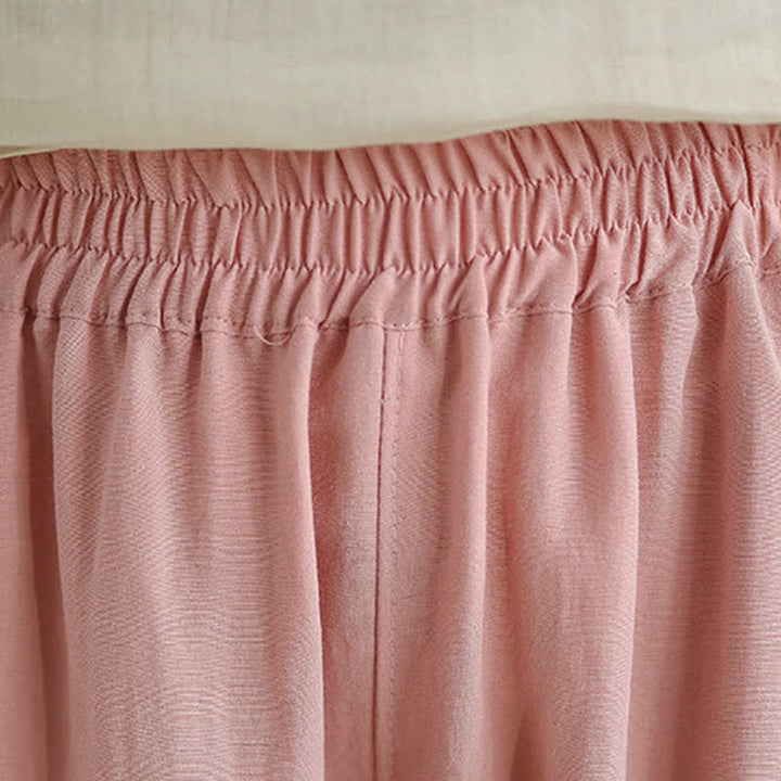 Buddha Stones Lässige, einfarbige Damen-Hose mit schmal zulaufendem Bein und Taschen für den Sommer - image 24