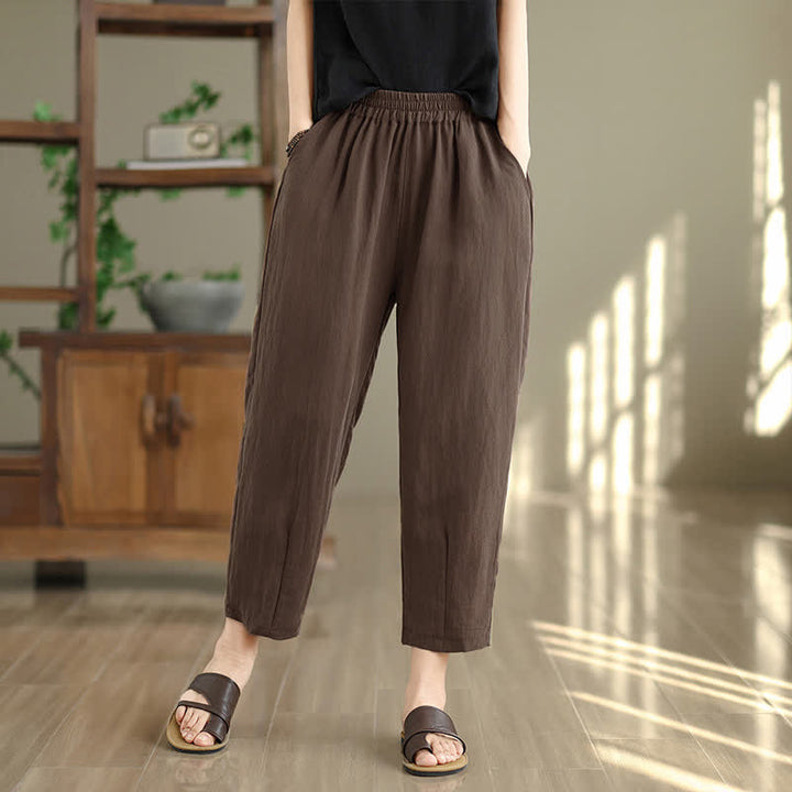 Buddha Stones Lässige, einfarbige Damen-Hose mit schmal zulaufendem Bein und Taschen für den Sommer - Sienna - US 8-10, UK/AU 12-14, EU 40-42 (2XL) - image 0