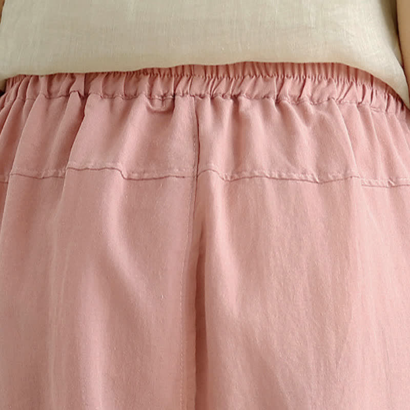 Buddha Stones Lässige, einfarbige Damen-Hose mit schmal zulaufendem Bein und Taschen für den Sommer - image 25