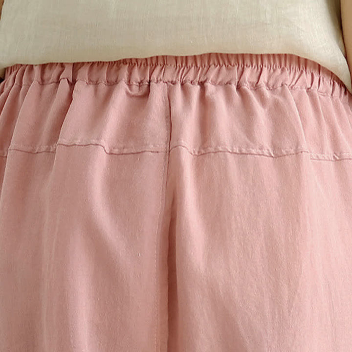 Buddha Stones Lässige, einfarbige Damen-Hose mit schmal zulaufendem Bein und Taschen für den Sommer - image 25