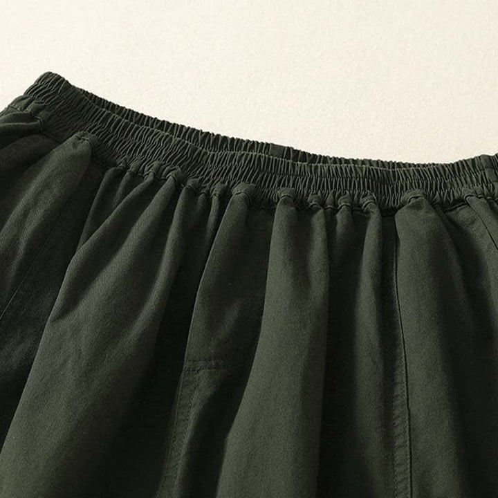 Buddha Stones Lässige, einfarbige Damenhose mit elastischem Bund, schmal zulaufendem Bein und Taschen – perfekt für den Sommer - image 3