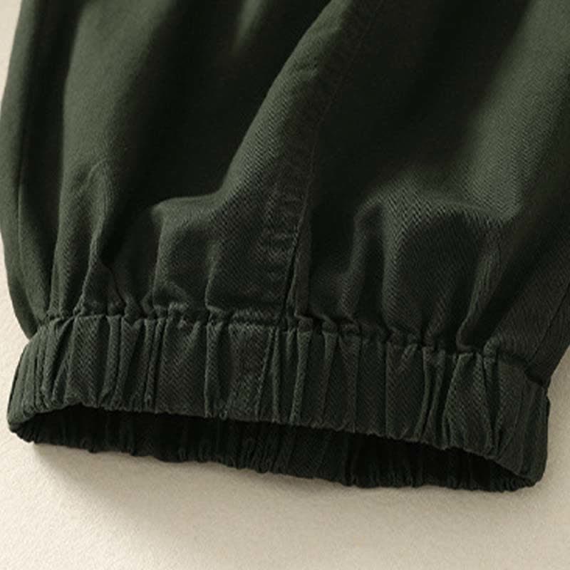 Buddha Stones Lässige, einfarbige Damenhose mit elastischem Bund, schmal zulaufendem Bein und Taschen – perfekt für den Sommer - image 4