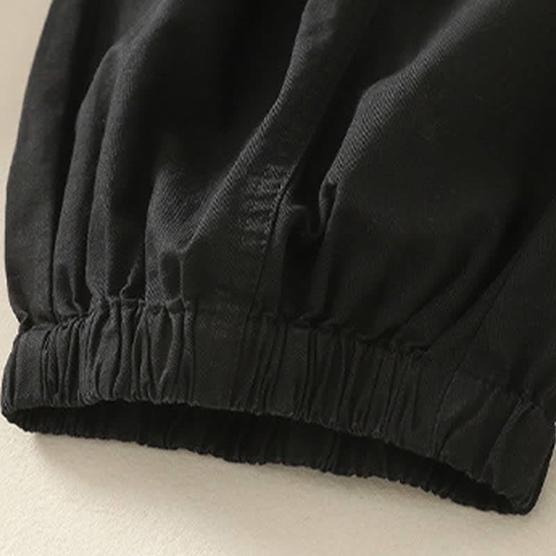 Buddha Stones Lässige, einfarbige Damenhose mit elastischem Bund, schmal zulaufendem Bein und Taschen – perfekt für den Sommer - image 9