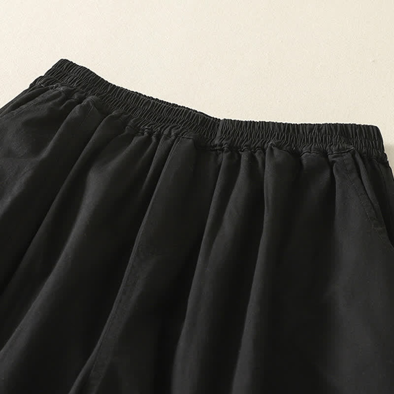 Buddha Stones Lässige, einfarbige Damenhose mit elastischem Bund, schmal zulaufendem Bein und Taschen – perfekt für den Sommer - image 8