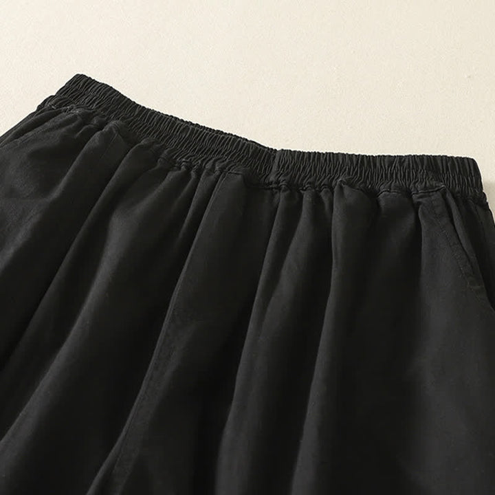 Buddha Stones Lässige, einfarbige Damenhose mit elastischem Bund, schmal zulaufendem Bein und Taschen – perfekt für den Sommer - image 8