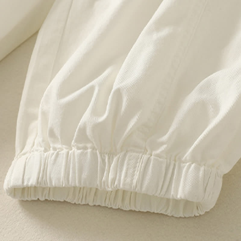 Buddha Stones Lässige, einfarbige Damenhose mit elastischem Bund, schmal zulaufendem Bein und Taschen – perfekt für den Sommer - image 13