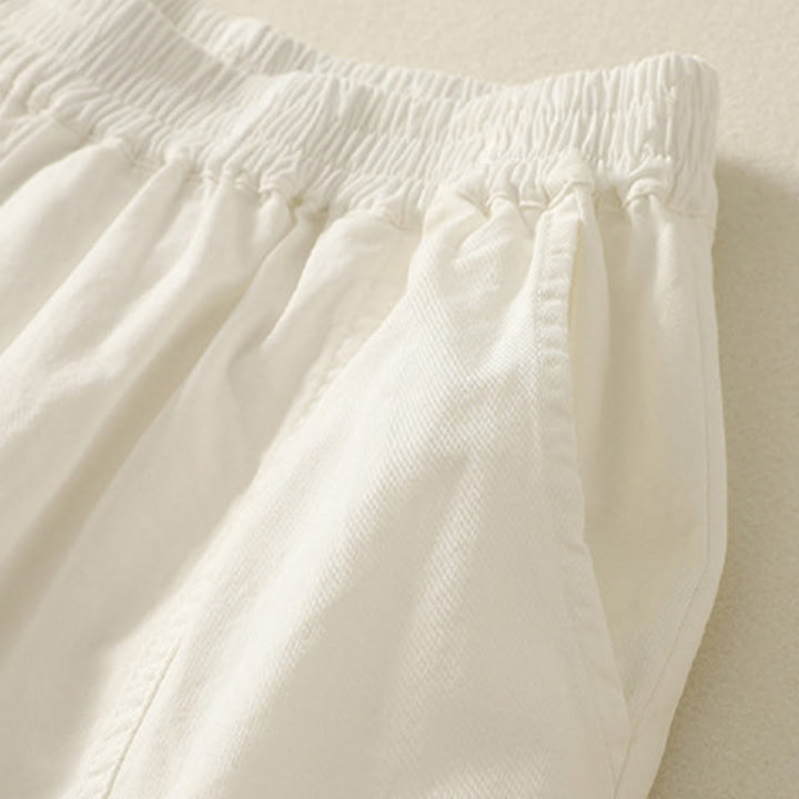 Buddha Stones Lässige, einfarbige Damenhose mit elastischem Bund, schmal zulaufendem Bein und Taschen – perfekt für den Sommer - image 14