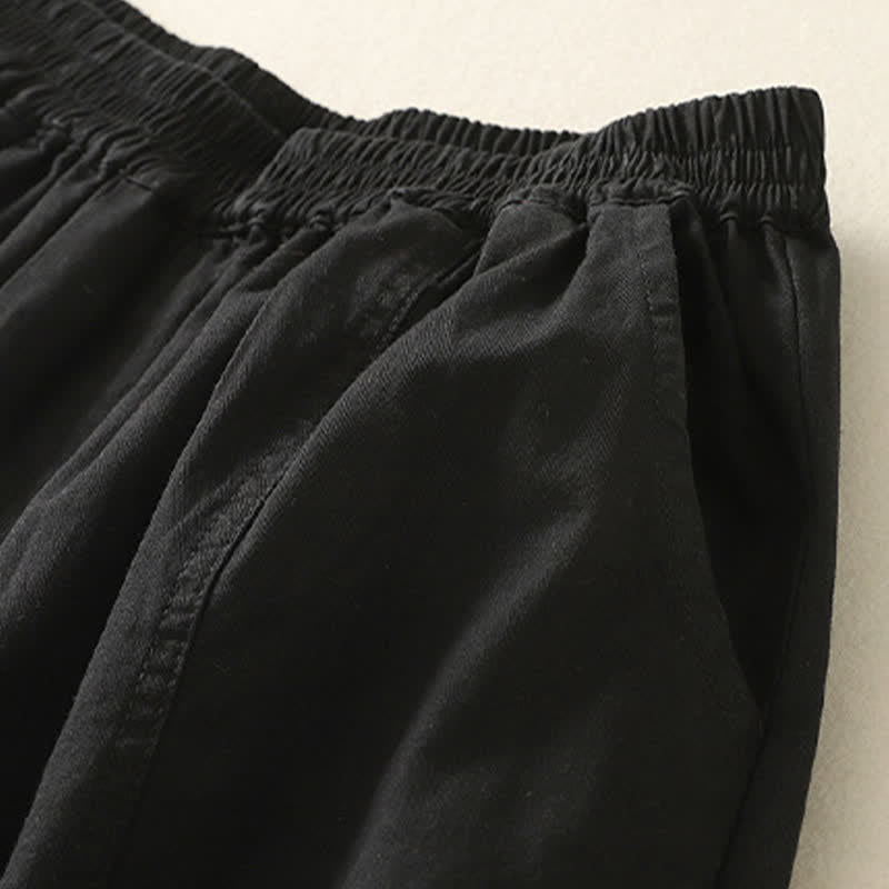 Buddha Stones Lässige, einfarbige Damenhose mit elastischem Bund, schmal zulaufendem Bein und Taschen – perfekt für den Sommer - image 6