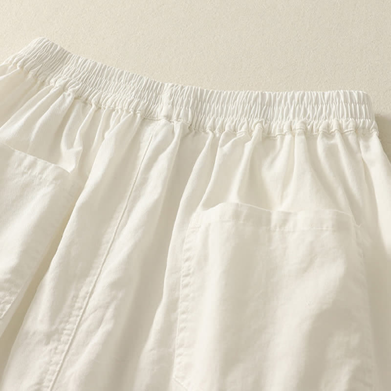 Buddha Stones Lässige, einfarbige Damenhose mit elastischem Bund, schmal zulaufendem Bein und Taschen – perfekt für den Sommer - image 16