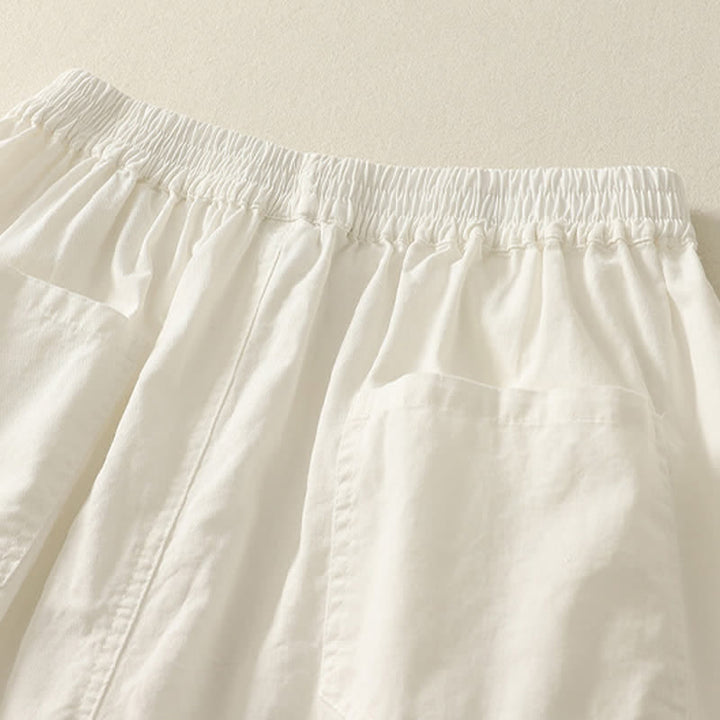 Buddha Stones Lässige, einfarbige Damenhose mit elastischem Bund, schmal zulaufendem Bein und Taschen – perfekt für den Sommer - image 16