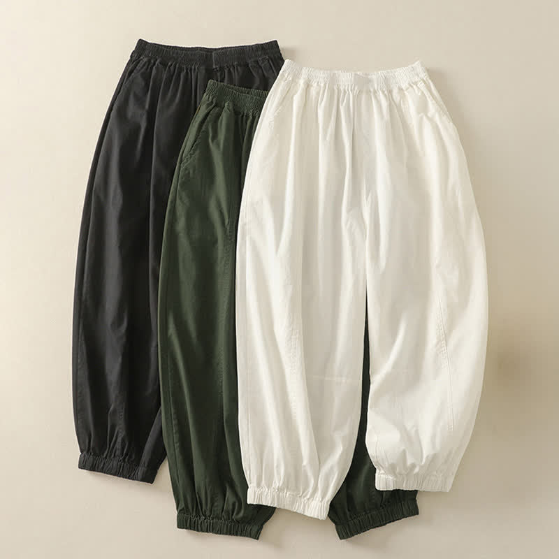 Buddha Stones Lässige, einfarbige Damenhose mit elastischem Bund, schmal zulaufendem Bein und Taschen – perfekt für den Sommer - image 20