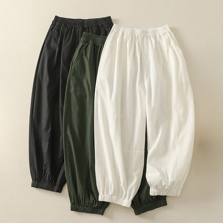 Buddha Stones Lässige, einfarbige Damenhose mit elastischem Bund, schmal zulaufendem Bein und Taschen – perfekt für den Sommer - image 20