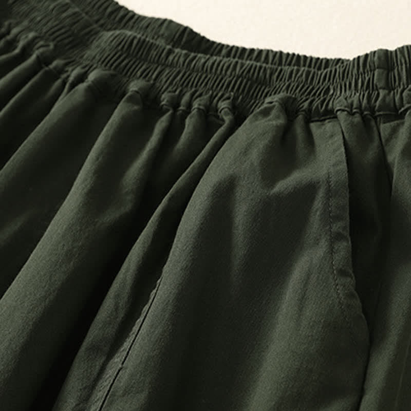 Buddha Stones Lässige, einfarbige Damenhose mit elastischem Bund, schmal zulaufendem Bein und Taschen – perfekt für den Sommer - image 1