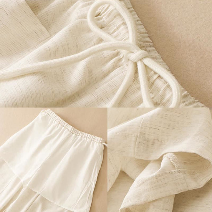 Buddha Stones Minimalistische, einfarbige, gerade geschnittene Damenhose mit Kordelzug und Taschen für den Sommer - image 5