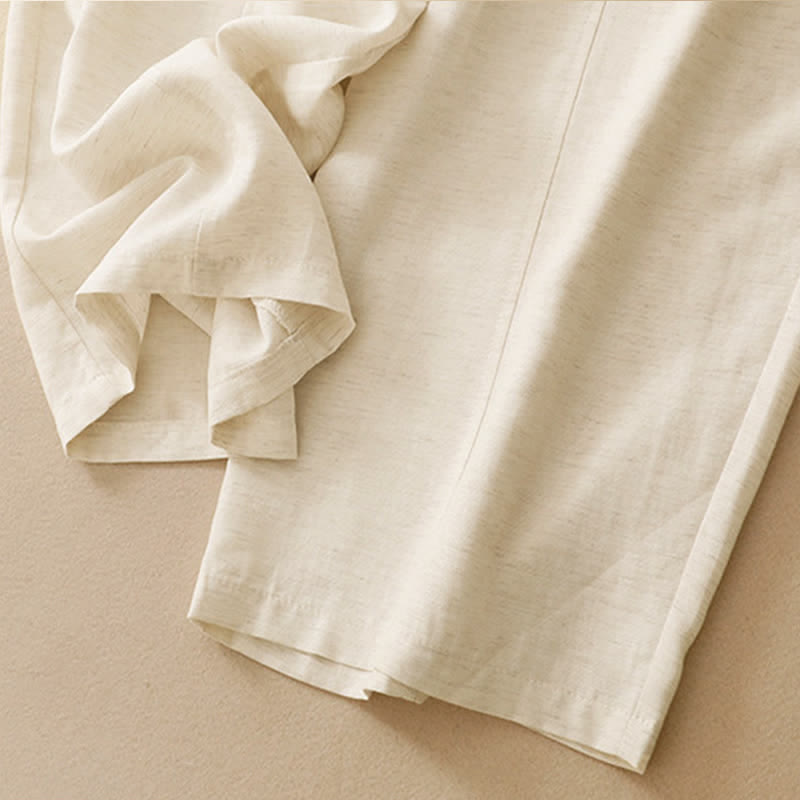 Buddha Stones Minimalistische, einfarbige, gerade geschnittene Damenhose mit Kordelzug und Taschen für den Sommer - image 3