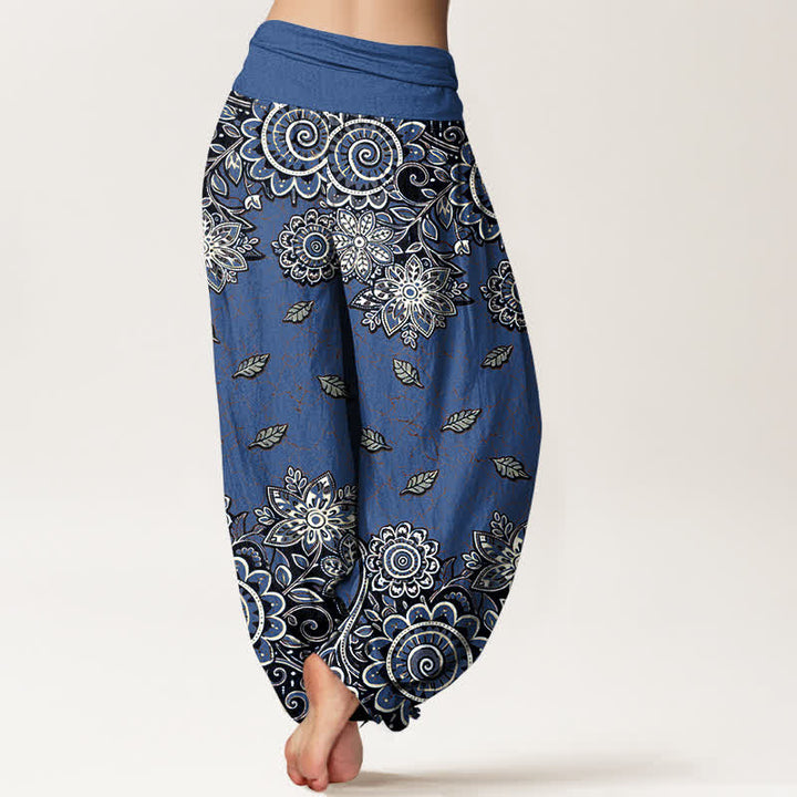 Buddha Stones Damen-Haremshose aus reiner Baumwolle mit kräftig orangefarbenem Paisley-Mandala-Muster und elastischem Bund - image 6