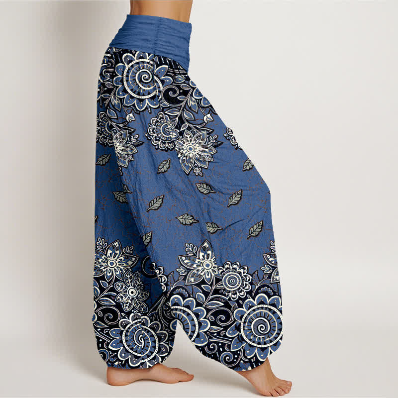 Buddha Stones Damen-Haremshose aus reiner Baumwolle mit kräftig orangefarbenem Paisley-Mandala-Muster und elastischem Bund - image 7