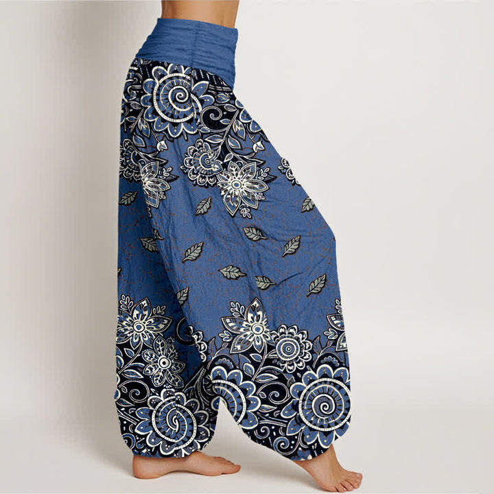 Buddha Stones Damen-Haremshose aus reiner Baumwolle mit kräftig orangefarbenem Paisley-Mandala-Muster und elastischem Bund - image 7