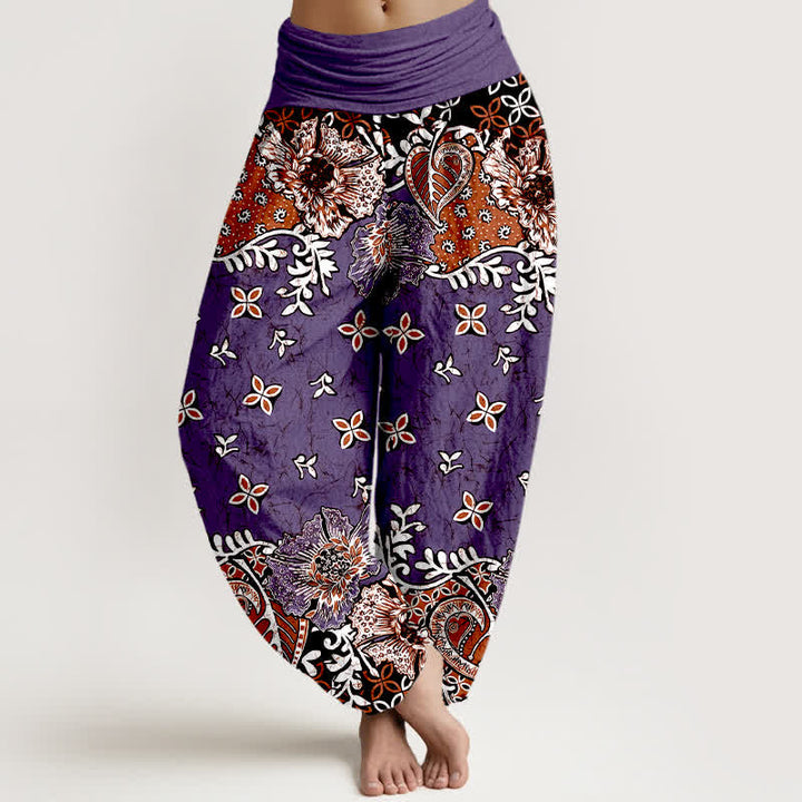 Buddha Stones Haremshose aus reiner Baumwolle mit böhmischem Paisley-Blumenmuster und elastischem Bund für Damen - Lila - US16, UK/AU20, EU48 (3XL) - image 5