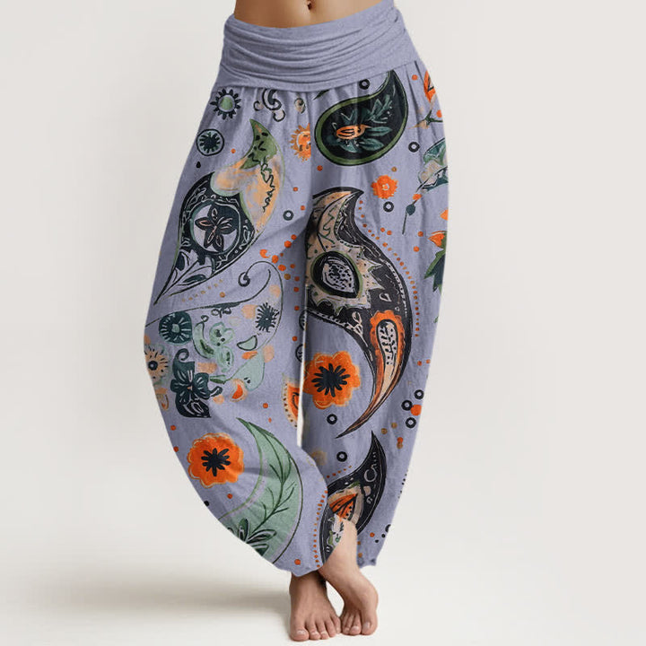 Buddha Stones Damen-Haremshose aus reiner Baumwolle mit böhmischem Paisley-Sonnenblumenmuster und elastischem Bund - Lavendel - US16, UK/AU20, EU48 (3XL) - image 8