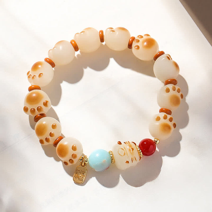 Buddha Stones Armband mit natürlichem Bodhi-Samen-Fu-Charakter und Katzenpfoten-Design - image 4