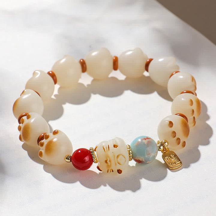 Buddha Stones Armband mit natürlichem Bodhi-Samen-Fu-Charakter und Katzenpfoten-Design - image 3