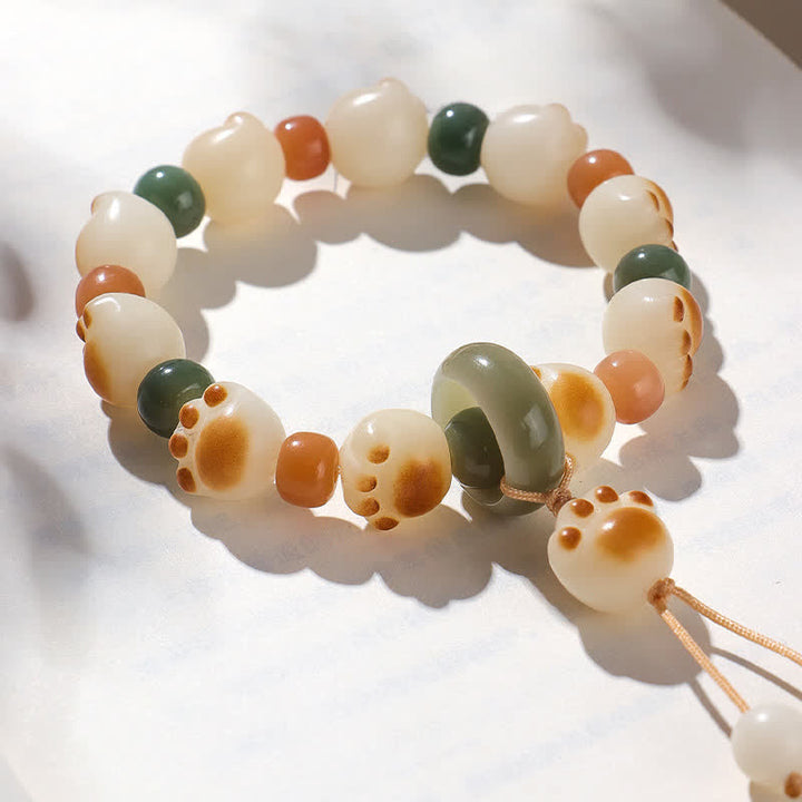 Buddha Stones Natürliches Bodhi-Samen-Katzenpfoten-Armband - image 1
