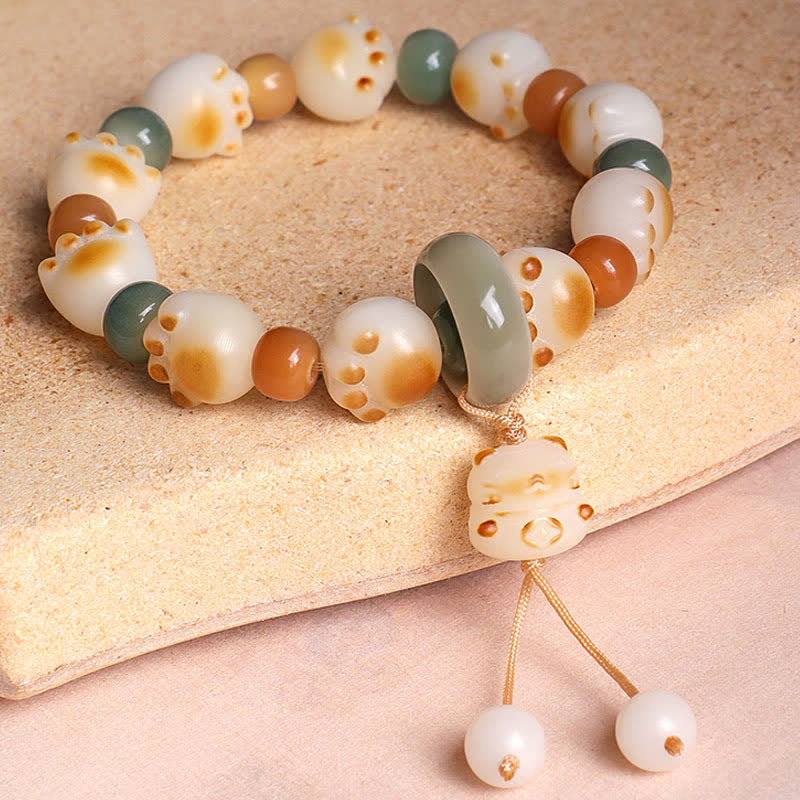Buddha Stones Natürliches Bodhi-Samen-Katzenpfoten-Armband - image 4