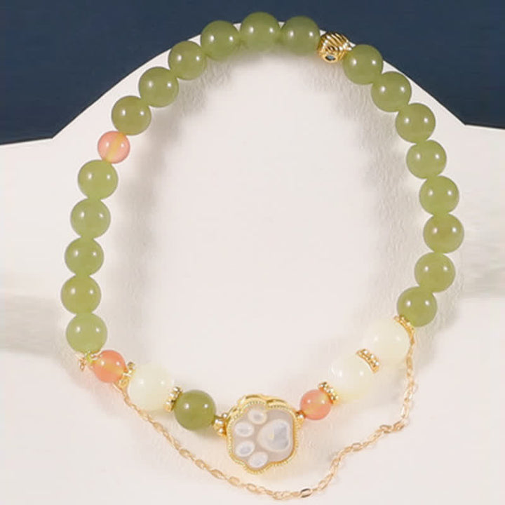 Buddha Stones Armband aus natürlichem Hetian-Jade-Tridacna-Stein mit Katzenpfoten-Motiv – ein Symbol für Wohlstand - image 8