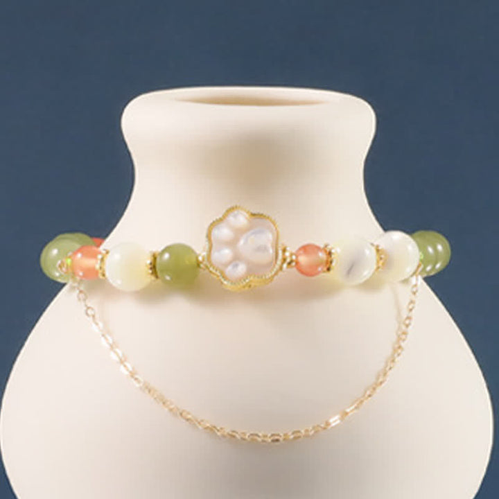 Buddha Stones Armband aus natürlichem Hetian-Jade-Tridacna-Stein mit Katzenpfoten-Motiv – ein Symbol für Wohlstand - image 4
