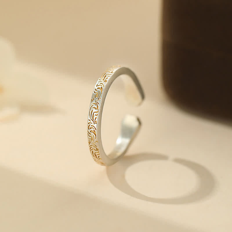 Buddha Stones Balance-Ring mit Katzenpfote aus 999er Sterlingsilber - image 1