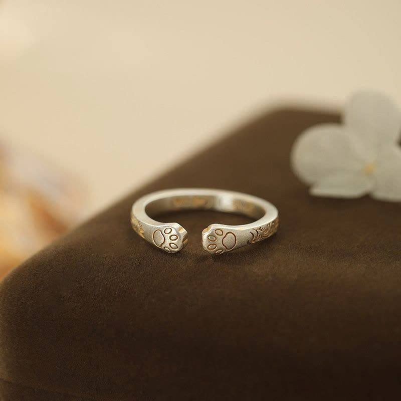 Buddha Stones Balance-Ring mit Katzenpfote aus 999er Sterlingsilber - image 3