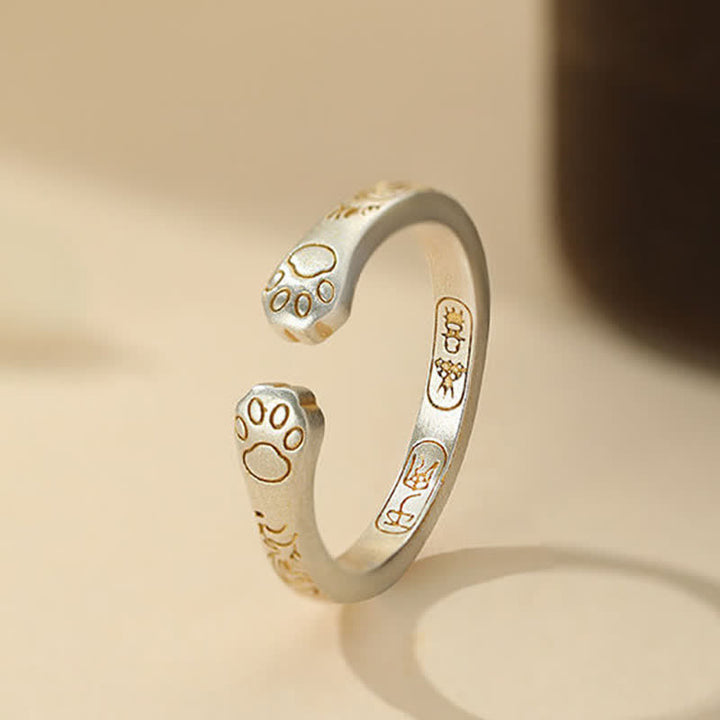 Buddha Stones Balance-Ring mit Katzenpfote aus 999er Sterlingsilber - 999 Sterlingsilber (17,8 mm) - image 0