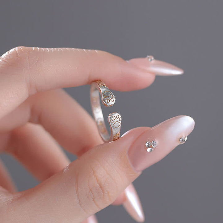 Buddha Stones Balance-Ring mit Katzenpfote aus 999er Sterlingsilber - image 6