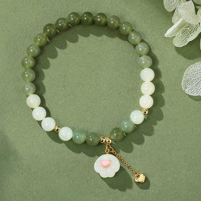 Buddha Stones Armband aus natürlichem Hetian-Jade mit Herz- und Katzenpfotenmotiv – ein Symbol für Fülle - image 2